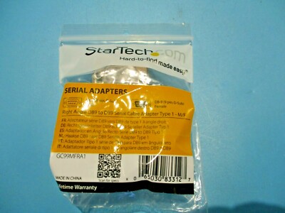 NEW STARTECH DB9 TO DB9 CABLE ADAPTER TYPE 1/MF ANGLE GC99MFRA1