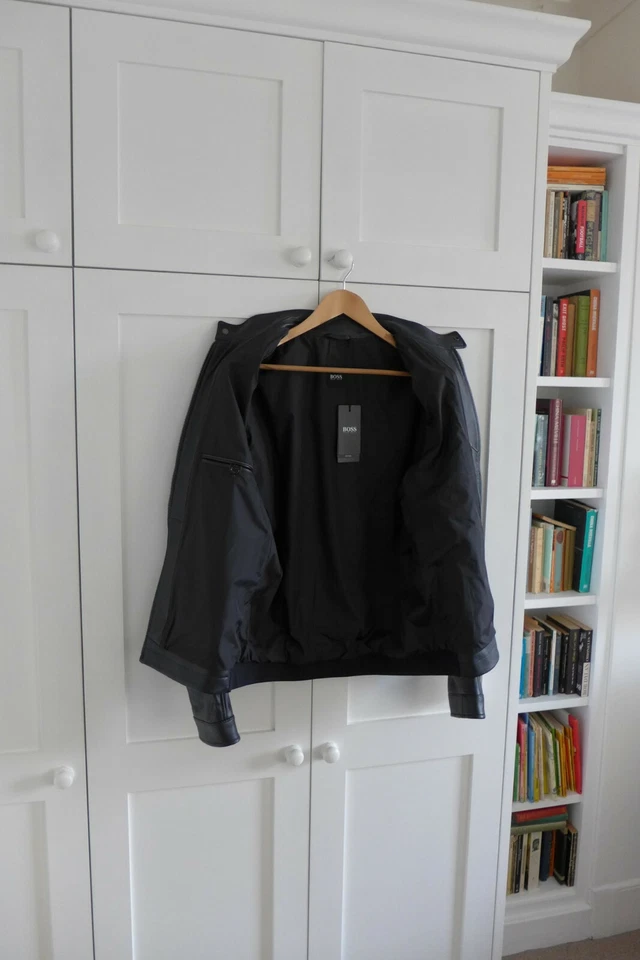 Hugo Boss Café Racer Jacket in Black Leather, size 52 - BNWT, RRP £525 - Image 3 of 4