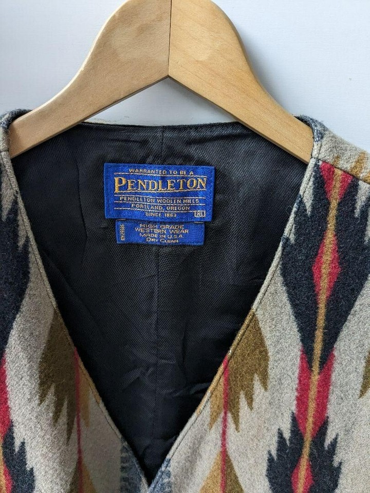 PENDLETON Men's Wool Vest Aztec Native Brown Size XL RN29685 JAPAN eBay
