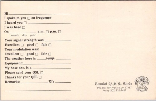Tarjeta postal de radioaficionados Veneta, Oregon QSL "POWERSAW II - D.E. Logging"" de Lester - Imagen 2 de 2