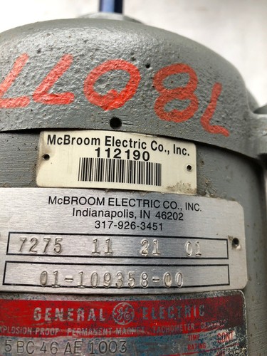 GE GENERAL ELECTRIC 5BC46AE1003 DC MOTOR, 89.5 VDC,1800 RPM,AV - Picture 9 of 12