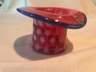Fenton Art Glass Stars and Stripes Collection 2001 Cranberry Opalescent Top Hat