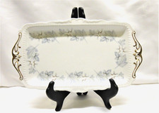 Royal Albert Bone China England argento acero grande vassoio panini foglie grigie