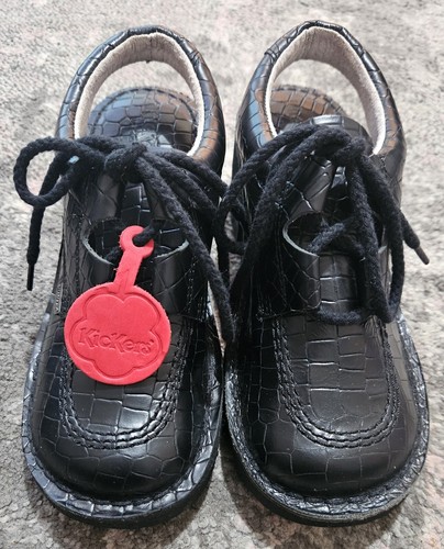 Zapatos con cordones de cuero negro Kickers talla UK 4 37 - Imagen 2 de 7
