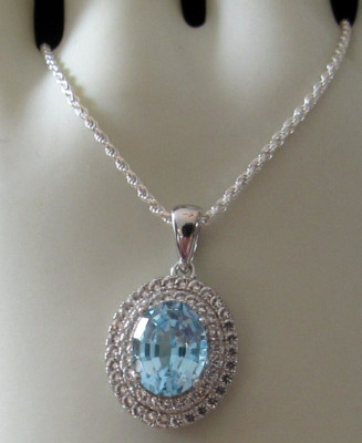 RIESIGER BLAUTOPAS ANHÄNGER STERLINGSILBER