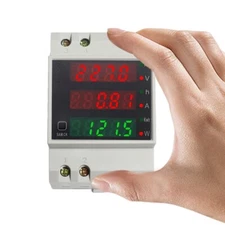 Din Rail AC Power Energy Meter Wattmeter 40-300V 100A Voltmeter Ammeter