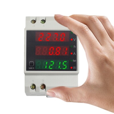 Din Rail AC Power Energy Meter Wattmeter 40-300V 100A Voltmeter Ammeter