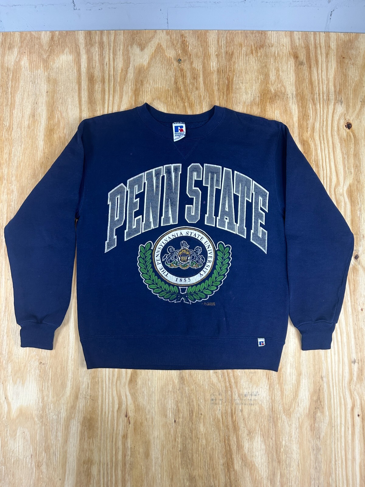 90's Vintage Russell Athletic Penn State Crewneck Sweatshirt Blue Medium