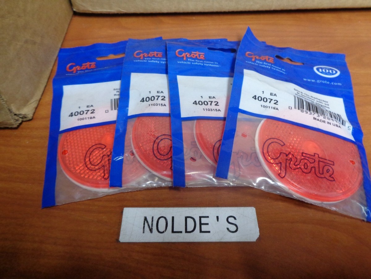 Grote 40072 Red 2 1/2 Round Stick-On Reflector lot of 4 Grote 40072 Red 2 1/2 Round Stick-On Reflector lot of 4