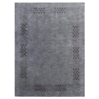 Eco-Friendly Hand Knotted Loom Wool Area Rug Contemporary Light Blue BBL00530