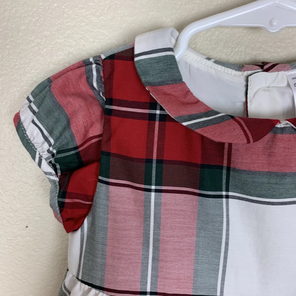 Vestido Carter's Niñas 24 Meses Manga Corta Cuadros Vacaciones Tartán Rojo Navidad Foto 4 de 4