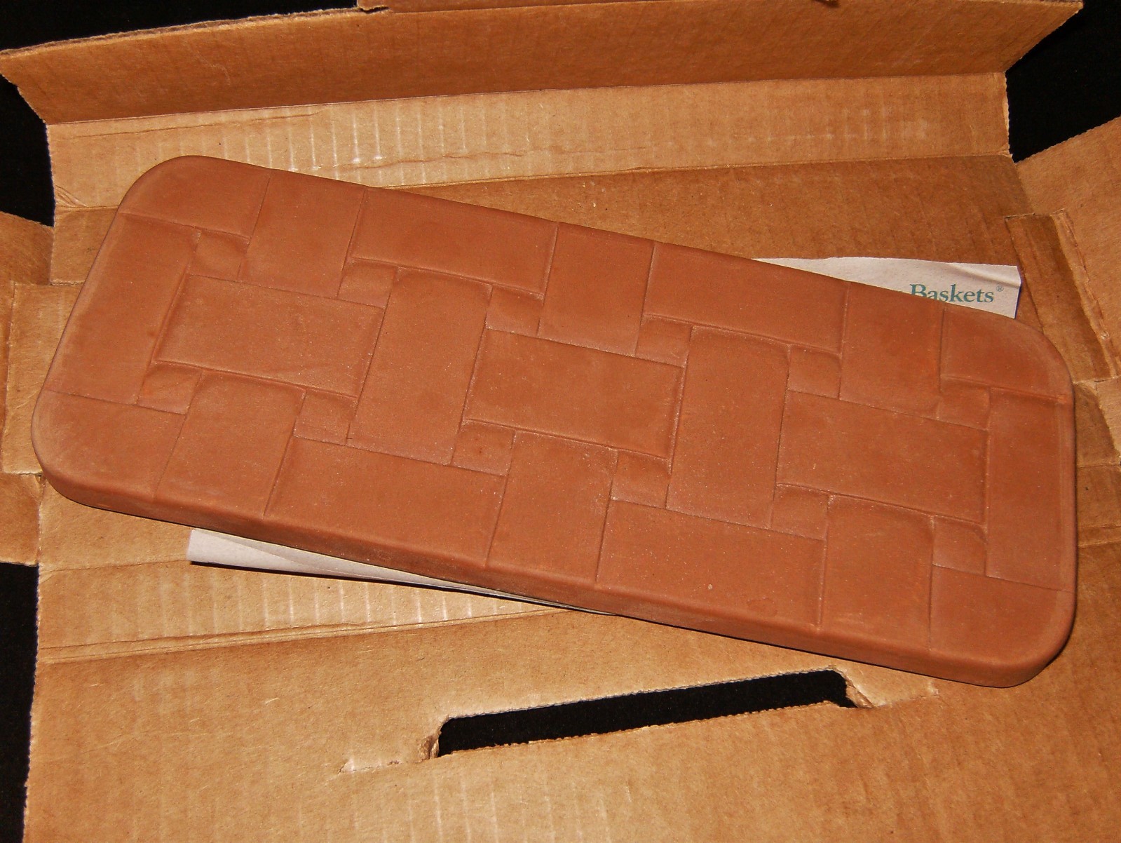 LONGABERGER Pottery 11" x 4.25" Clay Bread Basket Warmer Brick 30074