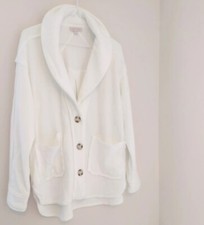 Knox Rose Jacket Fleece Medium White/cream Seams On Outside Button Front