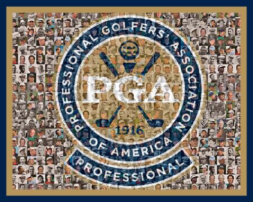 PGA Golf Zdjęcie Mozaika Sztuka ścienna wykorzystująca ponad 130 obrazów największych golfistów PGA - Zdjęcie 1 z 11
