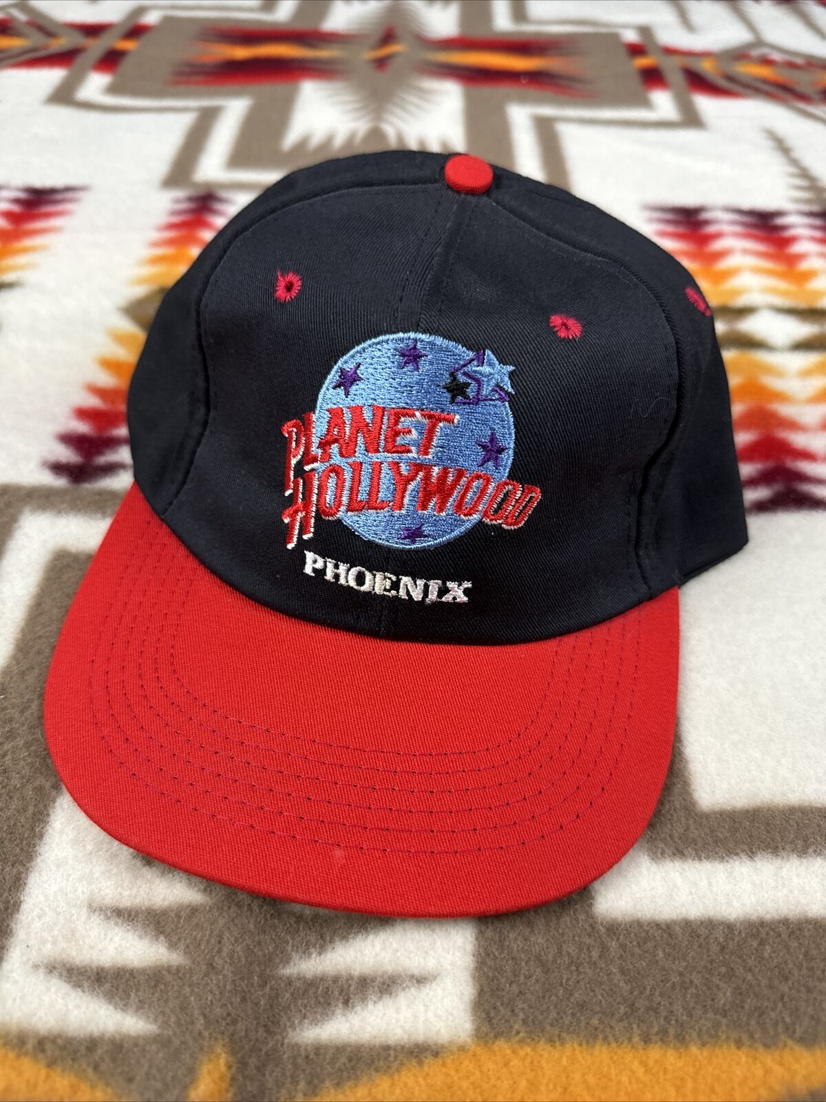 Planet Hollywood Phoenix Vintage Made In USA Snapback Hat Cap Black Red Bill