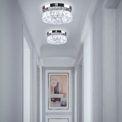 9.8'' Mini Crystal Chandelier LED Crystal Ceiling Light Flush Mount for Hallway