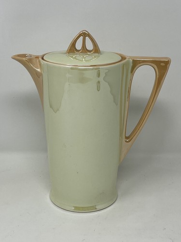 1910’s Favorite Bavaria Lite Green Art Nouveau/Deco Style Coffee Pot w/ Lid RARE - Picture 2 of 14