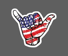 Hang Loose Sticker USA Flag Waterproof American Shaka Gift NEW