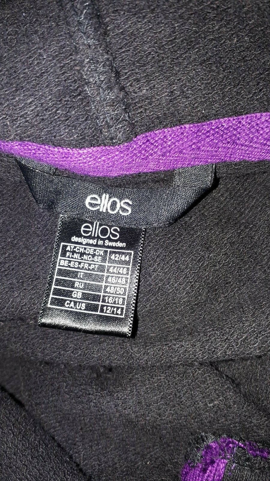 Black purple trim festival boho hooded sweat tunic top from Ellos image 3