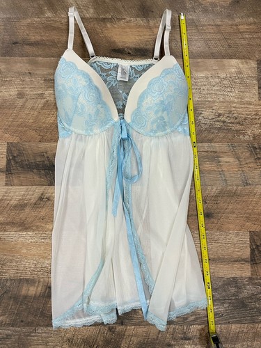 Jessica Simpson Sexy Babydoll White & Lt. Blue Lacy Lingerie Size L - Picture 8 of 8