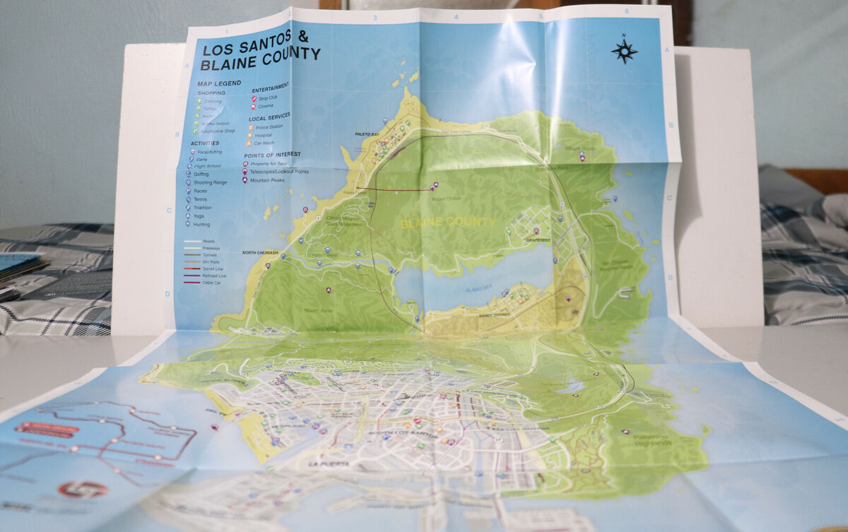 Grand Theft Auto V GTA 5 Double Sided Los Santos Map Poster (NO GAME)