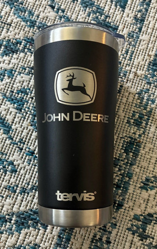 John Deere Tervis Stainless Steel Tumbler Cup w/ Lid, Black, Original