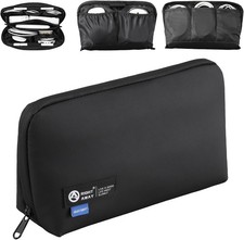 RIGHT AWAY Travel Tech Pouch  Waterproof Cord Case  Electronics Medium, Black
