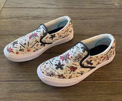 VANS X Stranger Things Hellfire Club Slip-On Shoes M 8 / W 9.5 Off White
