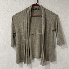 Elementz Women’s Open Front Blouse SZ Large / Layer Look Ruffles 1/2 Sleeves