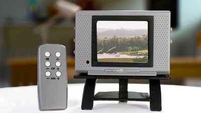 Tiny TV Classics Collectible TV with Real Working Remote (Jurassic