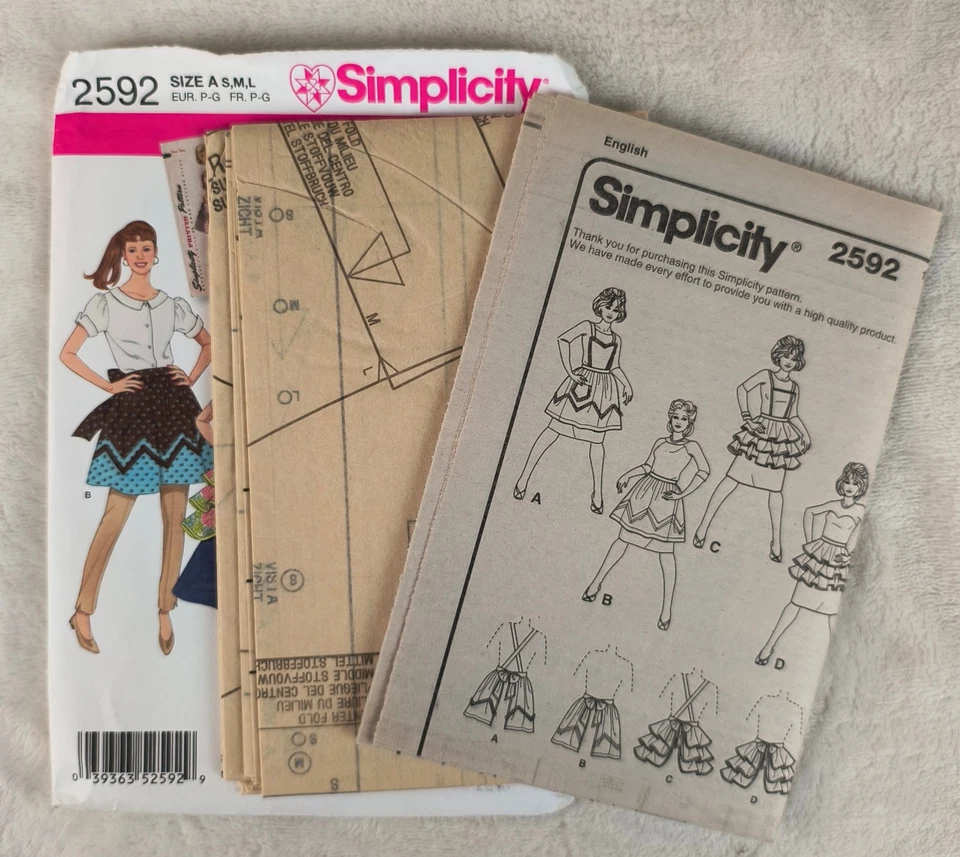 Simplicity Pattern 2592 Retro Aprons Vintage 50s Reproduction Archives Uncut SML - Image 2 of 3