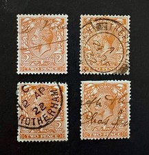 Great Britain - Four 2p stamps, Orange, George V, 1912-13, Used, Scott #162/190