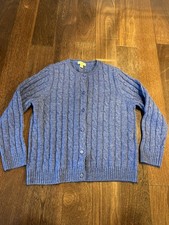 Appleseed's 100 Wool Cable Knit Cardigan Blue Womens XL Cottage Academia Cabin