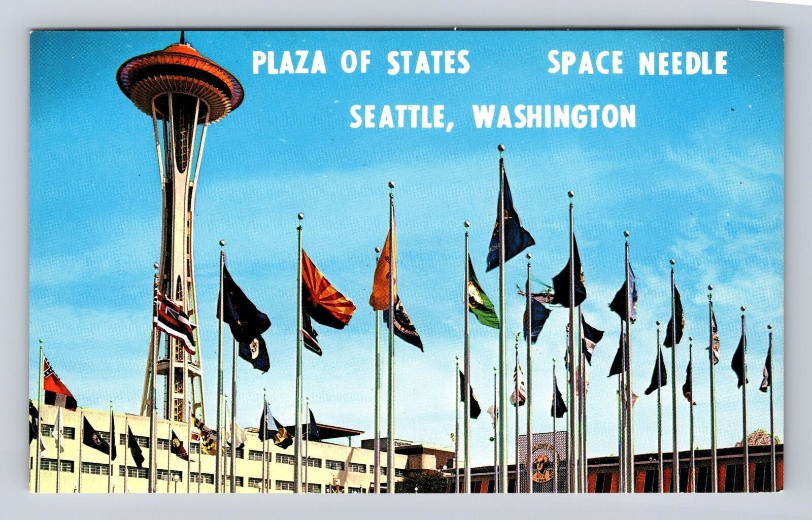 Seattle WA-Washington, Worlds Fair, Space Needle, Plaza States, Vintage Postcard