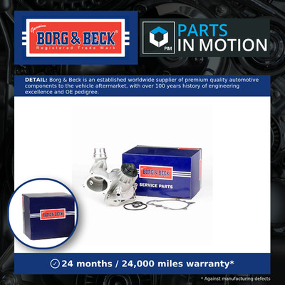 Water Pump BWP2181 Borg & Beck Coolant 11510393336 11511713266 11511713216 New