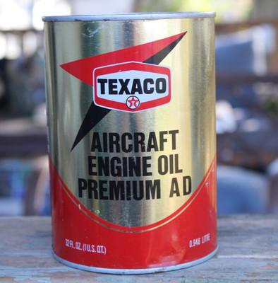 NOS FULL ~dated 1979 TEXACO AIRCRAFT ENGINE OIL PREMIUM Old 1 qt. Tin Can *NICE*