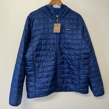 Patagonia Men  s Nano Puff Hoody Jacket Size Cement Blue X-Large Zip NWT New