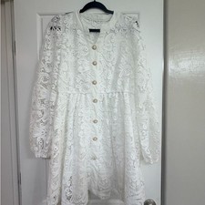 SHEIN White Lace Button-Up Dress