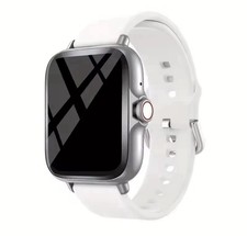 Smart Watch Touchscreen Silver Metal Case White Silicone Band