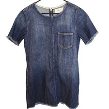 Current Elliot Dress Denim Mini Dress Fringe ...