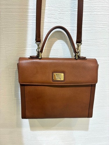 Burberry Brown Leather Shoulder Bag Vintage Authentic Crossbody Purse