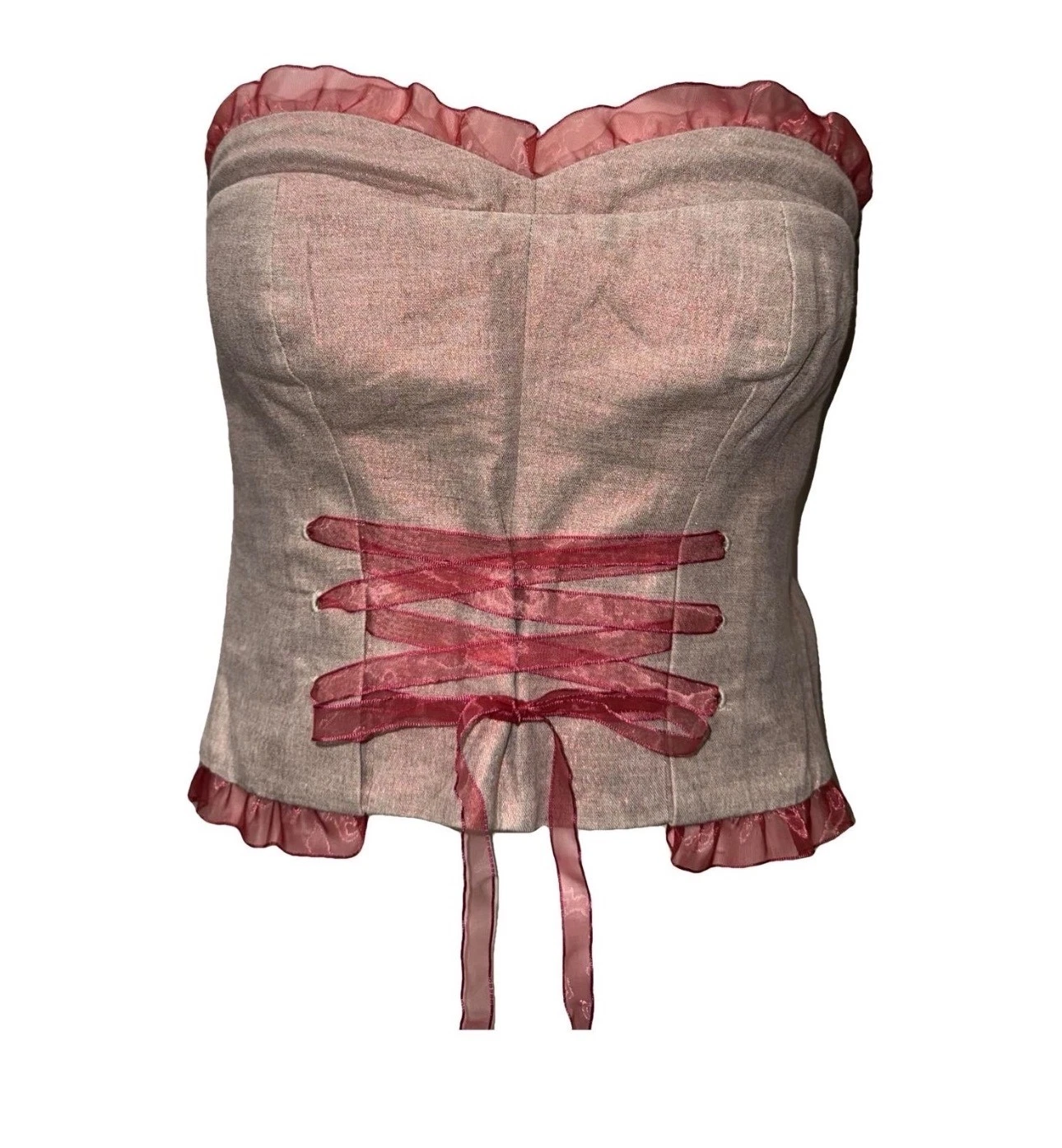 Alexander McQueen — Alexander McQueen 1990s Pink Strapless Corset Bustier Ribbon Lace-Up S/M