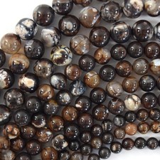 Brown Coffee Fire Agate Round beads Gemstone 15" Strand 6mm 8mm 10mm