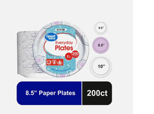 Great Value Disposable Paper Plates, 8.5", 200 Count