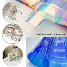 Roll Of Iridescent Holographic Clear Transparent PVC Fabric Vinyl Film 2 Sizes