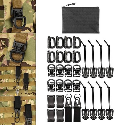 Taktisches Molle-Zubehör-Set mit 30 Aufsätzen D-Ring-Verschlusshaken zum
