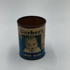 Vintage Gerber Strained Green Beans Tin Baby Food Advertising Collectible