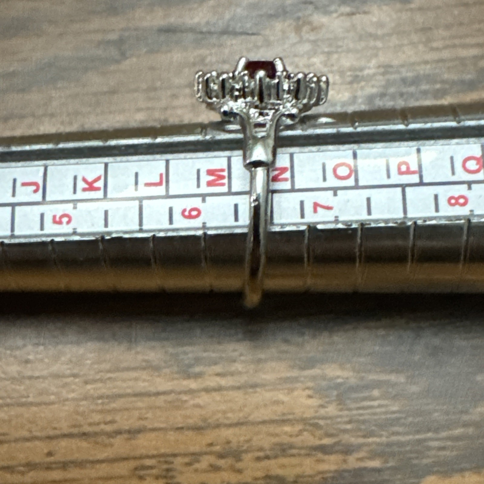 Vintage Ruby Cluster Flower Ring Silver Tone with… - image 8