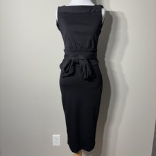 Diane Von Furstenberg Midi Dress Womens 2 Black Elegant Tie Waist Sleeveless