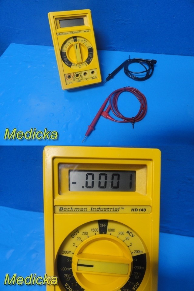 Beckman Industrial HD140 Digital Multimeter W/ Test Leads & 9V